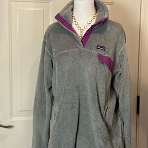 Patagonia Gray Fleece with Purple Trim